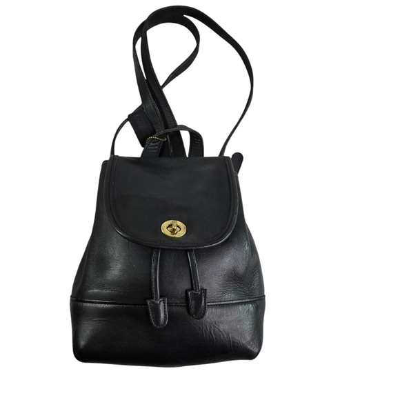 Vtg Coach 9960 black leather small backpack main image 12